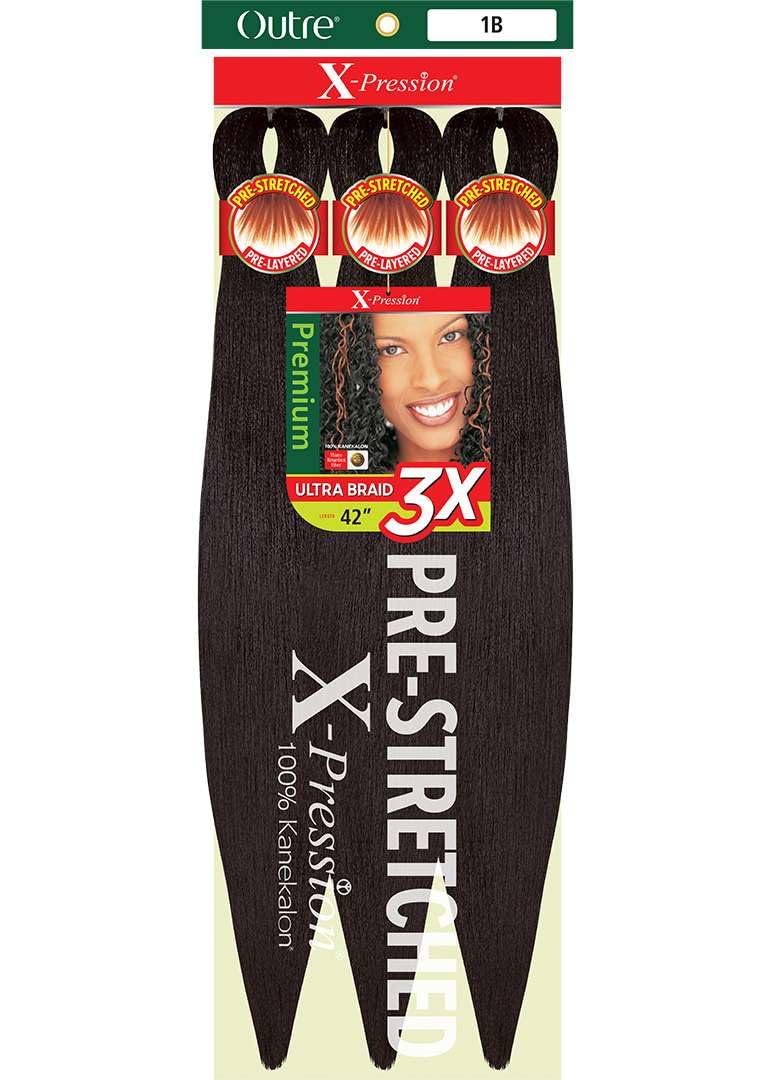 Outre XPression Braid Pre Stretched Braid 42 3X 5 Pack OFF BLACK 1B